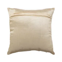 Kuber Industries 5 Pieces Golden & Brown Ethnic Motifs Jute Silk Square Cushion Cover image 5