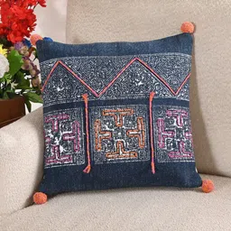 Art Avenue White & Blue Geometric Square Cushion Covers image 2