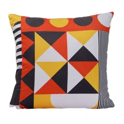 ROMEE Yellow & Orange Set of 5 Geometric Velvet Square Cushion Covers image 3