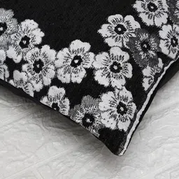 Kuber Industries Embossed Black & White 5 Pieces Floral Cotton Square Cushion Covers image 5