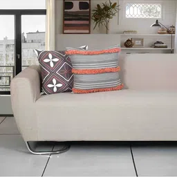 Ode & Cleo Grey & White 5 Pieces Floral Embroidered Square Cotton Cushion Covers image 4