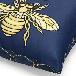 BIANCA Navy Blue & Yellow Floral Square Cushion Covers image 2