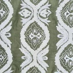 SHADES of LIFE Green & White 2-Pieces Embroidered Square Cushion Covers image 4