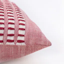 ZEBA Red & Pink Striped Square Cushion Cover image 4
