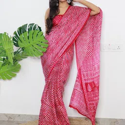 Saree mall Leheriya Printed Pure Cotton Leheriya Ready to Wear Saree image 4