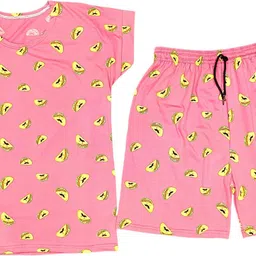 afloo Women Night Suit Set Pink Printed-picture-37