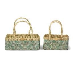 habereindia Multicolor Natural Fibre Set of 3 Baskets image 3