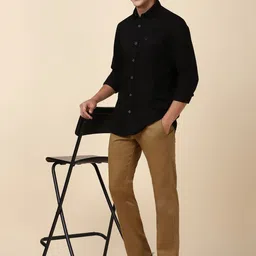 Allen Solly Men Solid Slim Fit Mid-Rise Plain Regular Trousers image 4