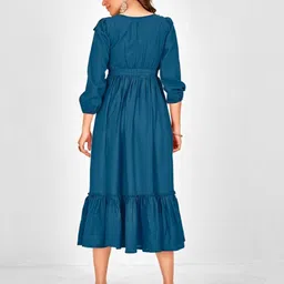 Femvy Solid Fit & Flare Party Dress image 4