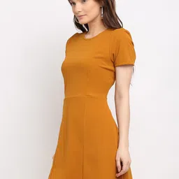 La Zoire Mustard Yellow solid A-Line Dress image 4