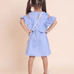 House of Spades Polka Dots Printed Flutter Sleeve Fit & Flare Dress image 2