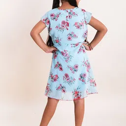 KiddoPanti Floral Print Georgette Fit & Flare Dress image 4