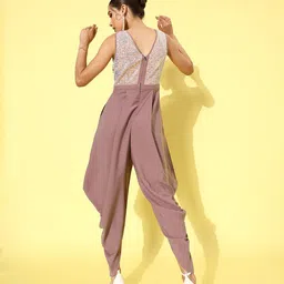 DressBerry Pink Georgette Sequined Jumpsuit image 2