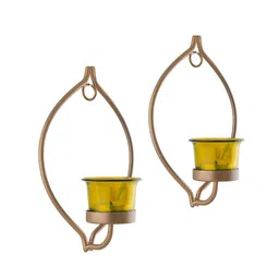 Homesake Set Of 2 Gold Metal Tea Light Candle Holders image 2