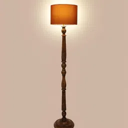TU CASA Red & Brown Mango Wooden Cylindrical Shaped Floor Lamp image 4
