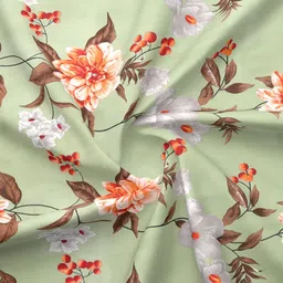 Aura Green Floral 144 TC Queen Microfiber Bedsheet With 2 Pillow Covers image 3