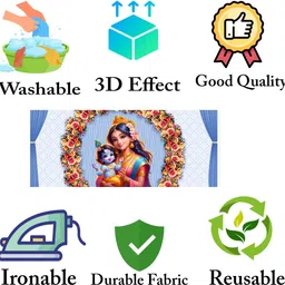 sanskriti Yashoda Krishna Baby Shower Backdrop | High Quality Digital Print | 5x8 Feet Yashoda Krishna Tapestry | Happy Birthday & Janmashtami Cloth Backdrop Tapestry image 4