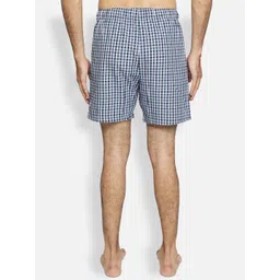 BStories Men Pack of 2 Blue & White Checked Cotton Lounge Shorts image 4