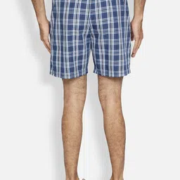 BStories Men Pack Of 2 Navy Blue & White Checked Pure Cotton Lounge Shorts image 3