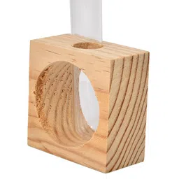 TAYHAA Beige Harmony Test Tube Vase with Wooden Stand image 3