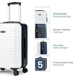 Assembly White Set Of 2 Textured Hard Cabin-Sized Medium-Sized Trolley Bags 40L 60L image 5