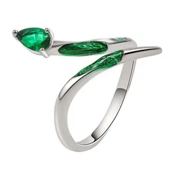 MYKI Silver-Plated CZ Studded Finger Ring image 4