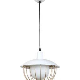 ELIANTE White Gold Toned Solid Iron Contemporary Spherical Ceiling Lamp image 4