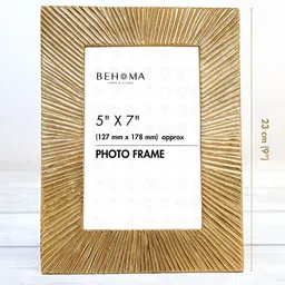 BEHOMA Gold-Toned Antique Metal Table Photo Frame With Sunburst Design image 3