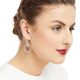 Bamboo Tree Jewels Silver-Toned & Purple Drop Earrings image 4