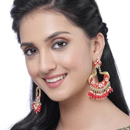 Kennice Gold-Plated Peacock Shaped Drop Earrings image 4