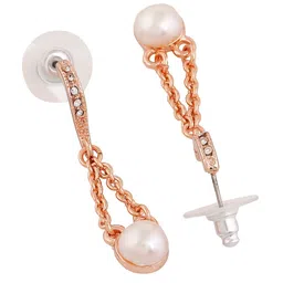 Estele Rose Gold Plated Teardrop Shaped Bead Drop Earrings image 3