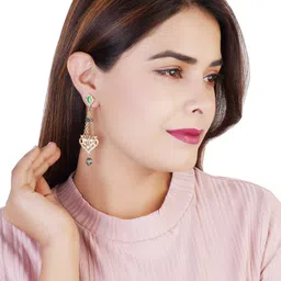 Estele Gold-Plated Teardrop Shaped Drop Earrings-picture-16