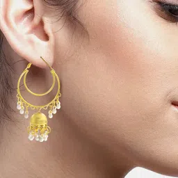 PRIVIU Gold-Plated Crescent Shaped Hoop Earrings image 4