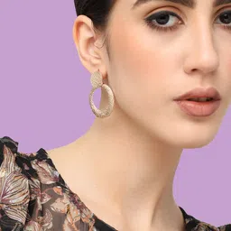 SOHI Gold-Plated Circular Drop Earrings-picture-21