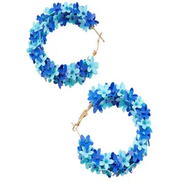 UNIVERSITY TRENDZ Gold-Plated Beaded Floral Hoop Earrings image 4