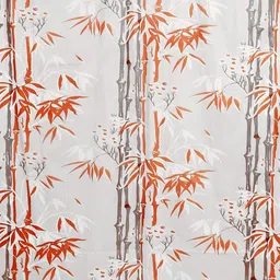 Kuber Industries Orange & White Bamboo Printed PVC Shower Curtain image 2