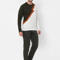 Sweet Dreams Men Olive & Black Colourblocked Cotton Tracksuits image 3