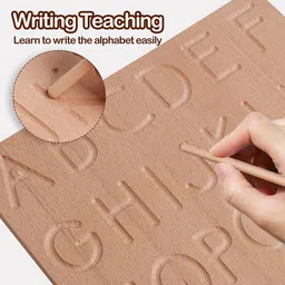 shalafi Learning & Educational Wooden Alphabet Toys Hand Writing Tracing Board+3in1 Book image 3