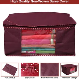 Kuber Industries Maroon 6 Pieces Non Woven Fabric Saree Organizers image 4