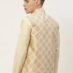 Jompers Men Cream Woven Design Ethnic Nehru Jackets image 2