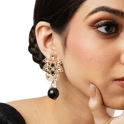 Anouk Gold-Toned Gold-Plated Floral Drop Earrings image 3