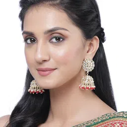 Kennice Gold-Plated Dome Shaped Jhumkas Earrings image 4