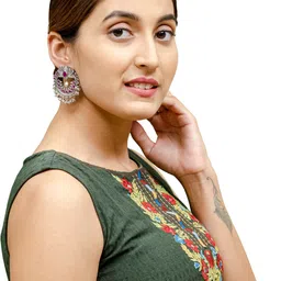 Shining Jewel - By Shivansh Silver-Plated Oxidised Contemporary Chandbalis image 3