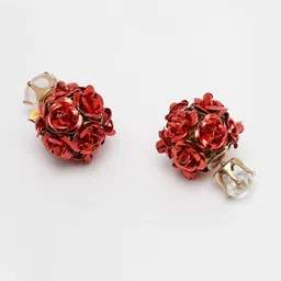 Scintillare By Sukkhi Rose Gold-Plated Floral Studs Earrings image 4
