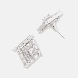 ATIBELLE Rhodium Plated Cubic Zirconia Contemporary Studs image 3