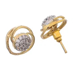 Silvermerc Designs Gold Plated American Diamond Studded Contemporary Studs Earrings image 4