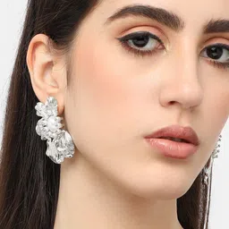 SOHI Silver-Plated Contemporary Drop Earrings image 4