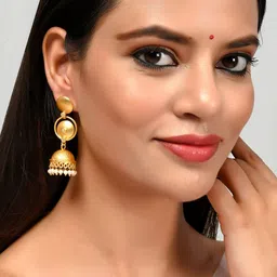 Silvermerc Designs Gold-Toned Contemporary Jhumkas Earrings-picture-56