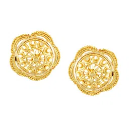 MEENAZ Set Of 2 Gold-Plated Circular Studs Earrings image 4