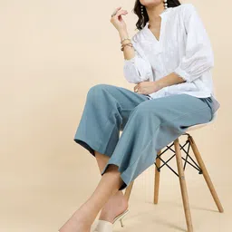 Gipsy Women Smart High-Rise Pleated Culottes Trousers image 3